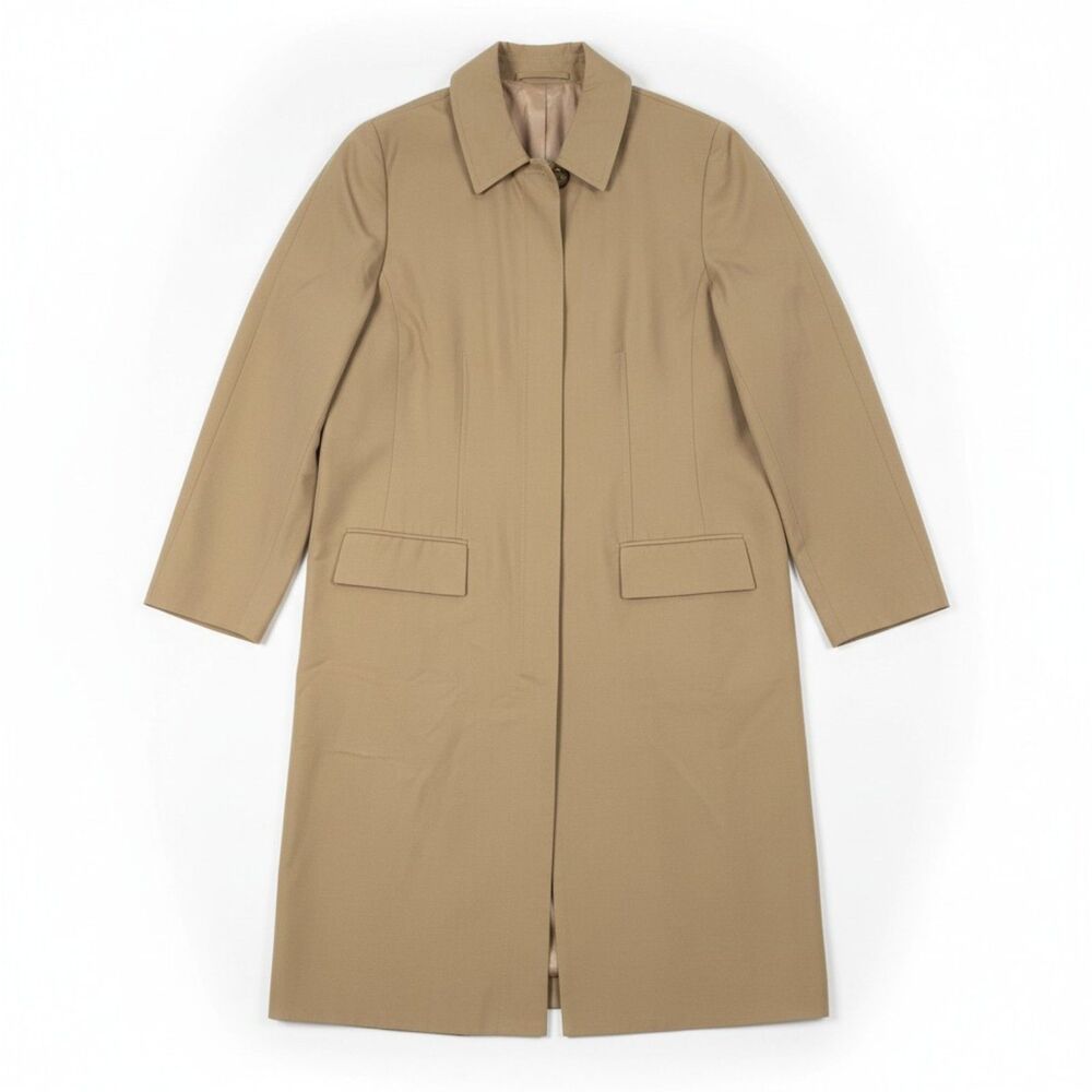 Vintage Linda Richards Luxury Gold Beige Trench Coat Hidden Button Plus 18